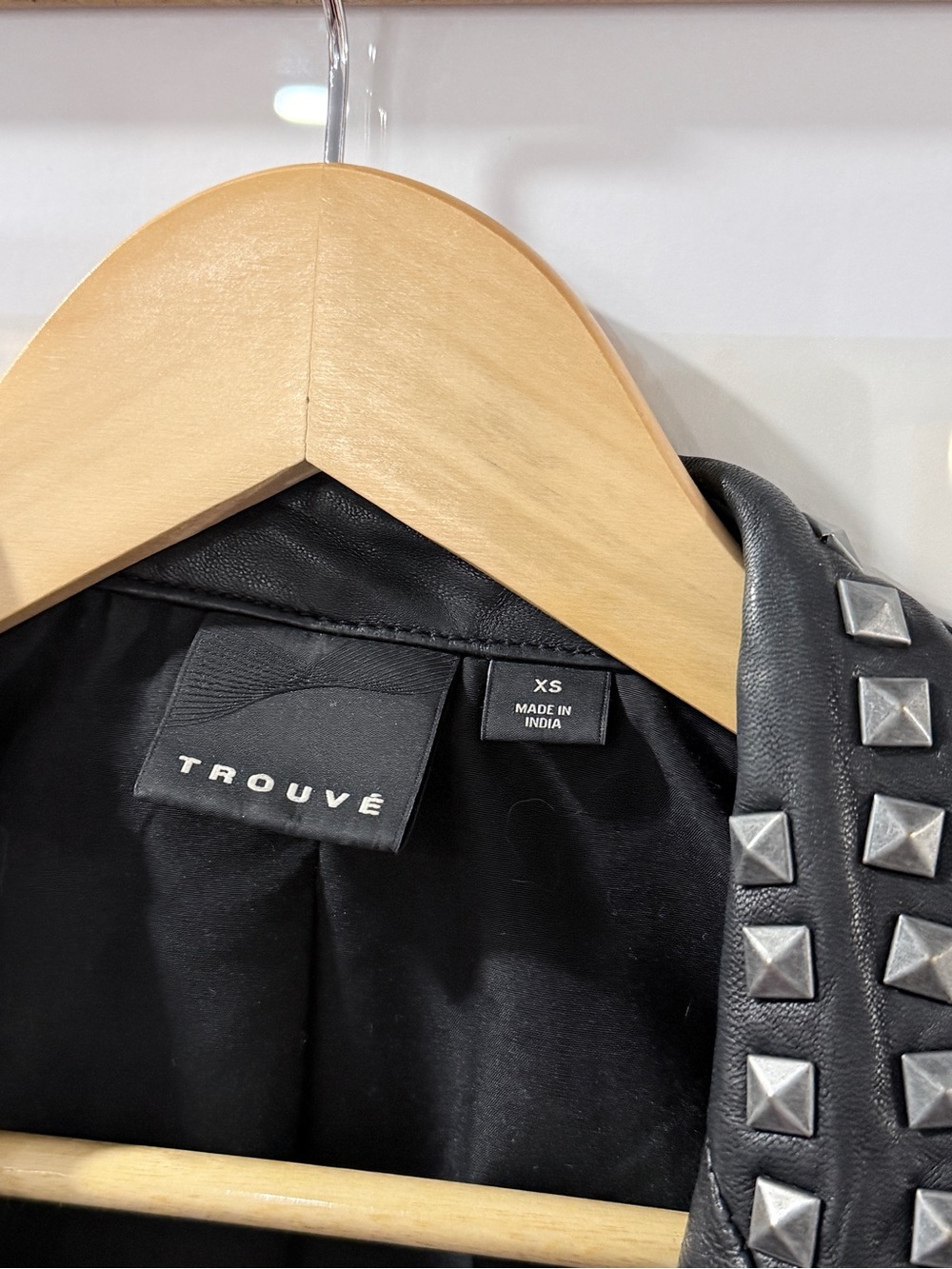 Trouvé Bikercore Studded Leather Jacket XS - Picture 5 of 6